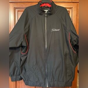Titleist Men's Black Windbreaker with Red Accents-DryJoy FootJoy Tour Collection